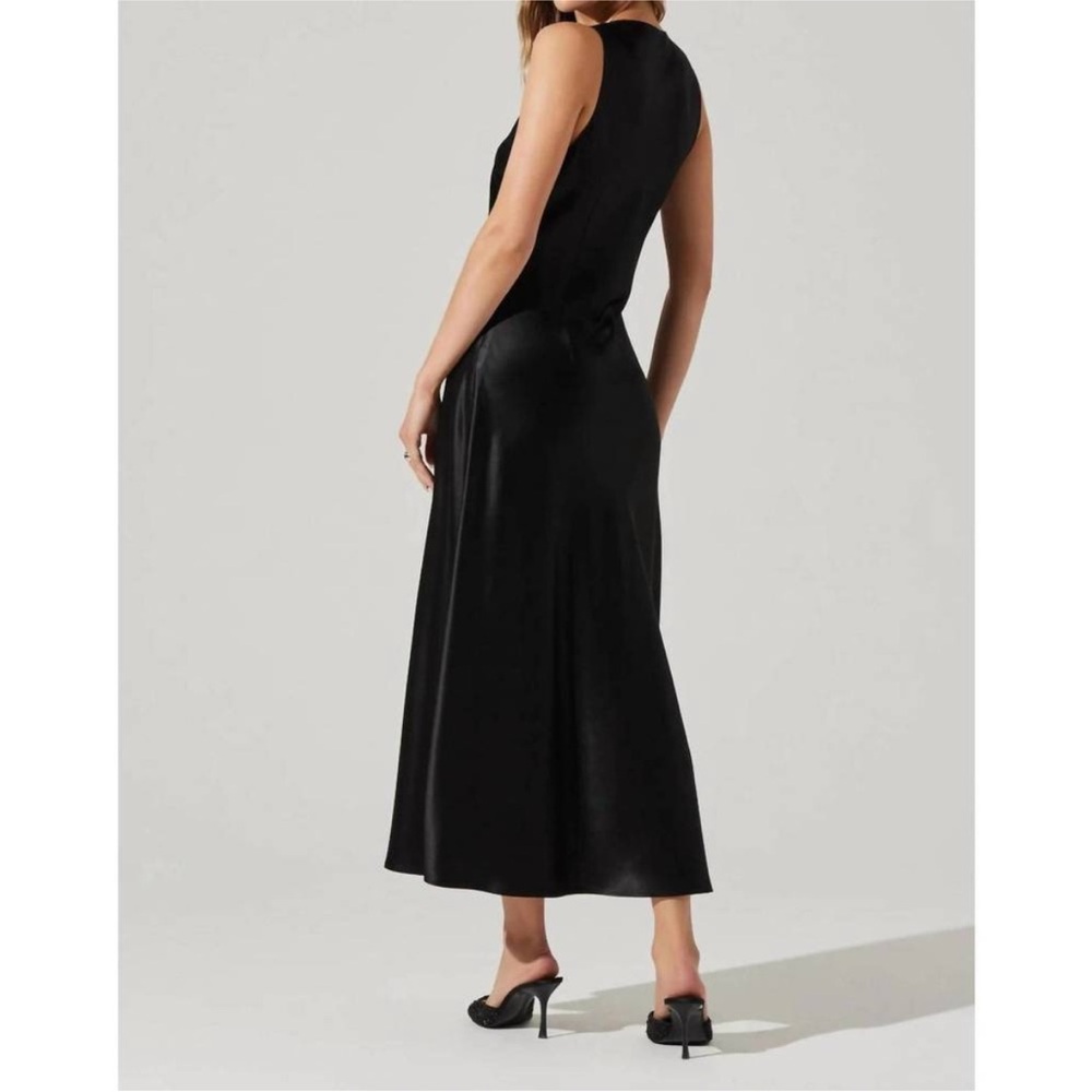 ASTR The Label Ellora Satin Midi Dress in Black SZ S NWOT - Picture 3 of 7
